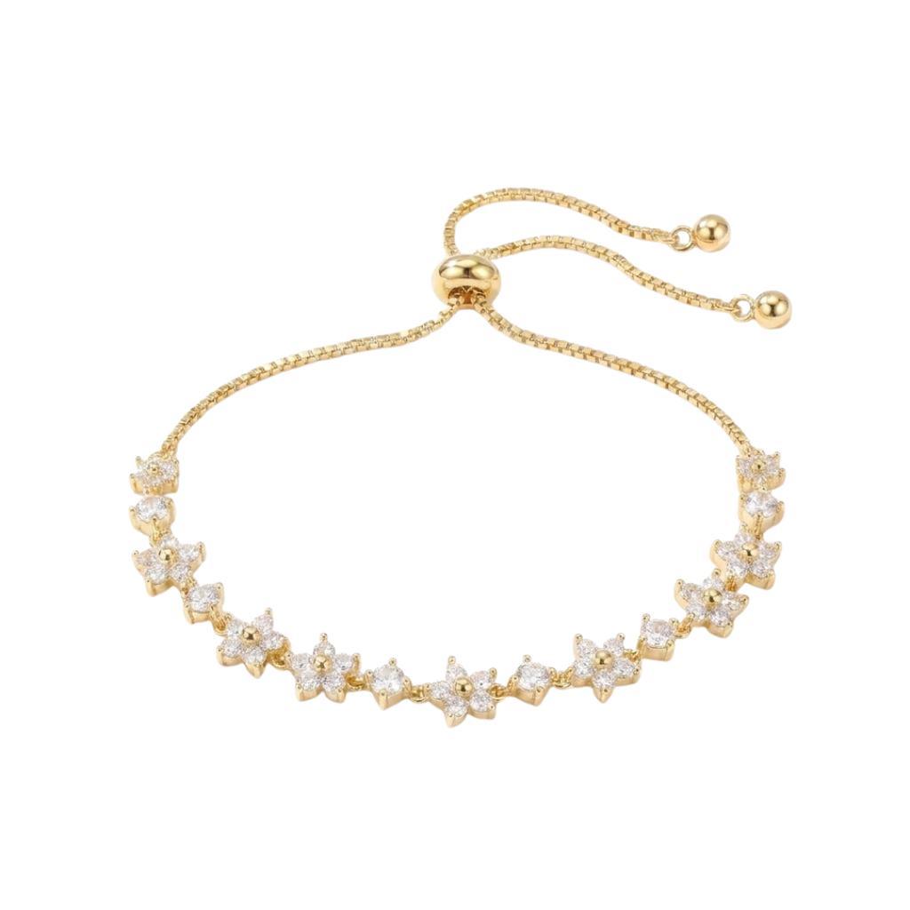 Crystal Zircon Flower Beaded Bracelet