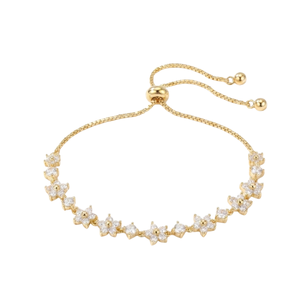 Crystal Zircon Flower Beaded Bracelet
