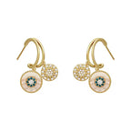 Round Shell Flower Pendant Earrings