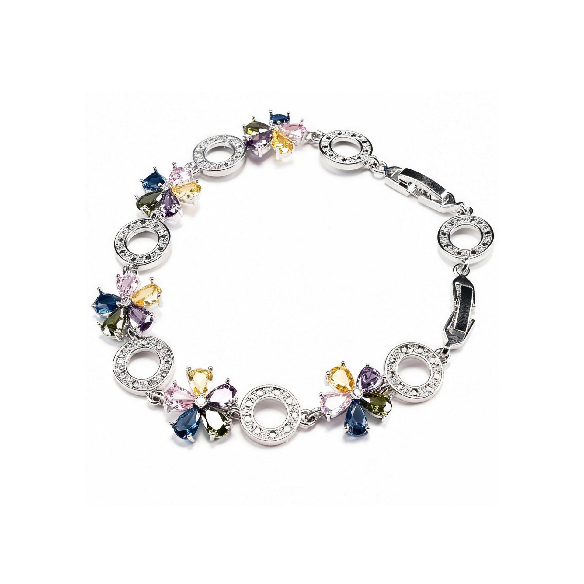 Flower Round Link Chain Bracelet