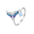 925 Sterling Silver Mermaid Tail Enamel Ring