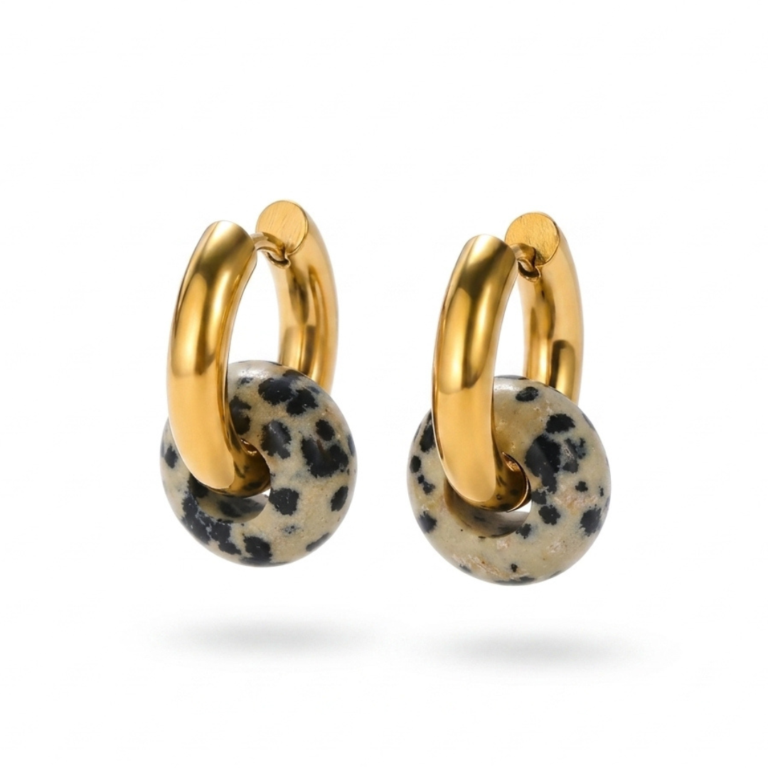 Natural Stone Hoop Earrings