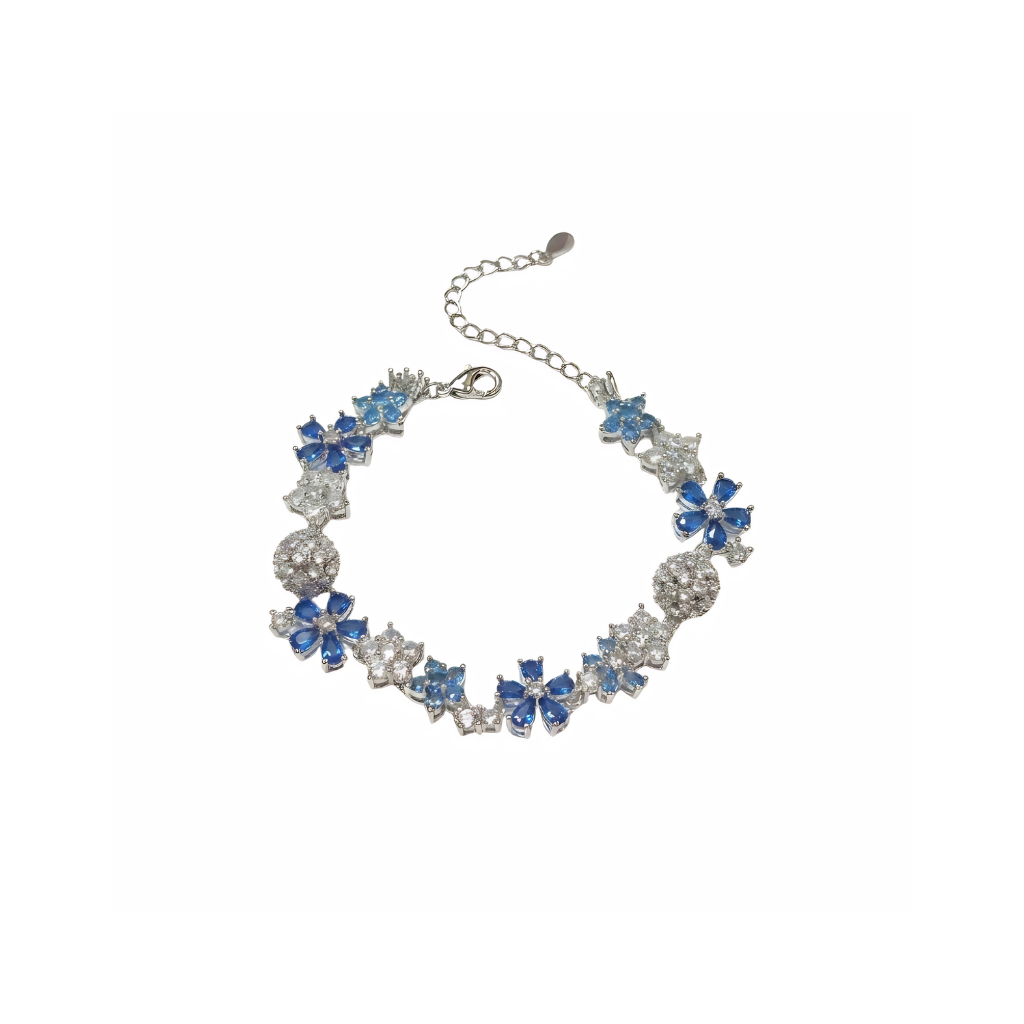 Night’s Dream Aquamarine Floral Bracelet