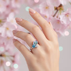 925 Sterling Silver Enamel Colorful Flower Finger Rings