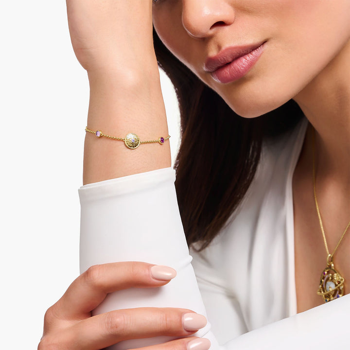 Gold Cosmic Sun Coin Bracelet