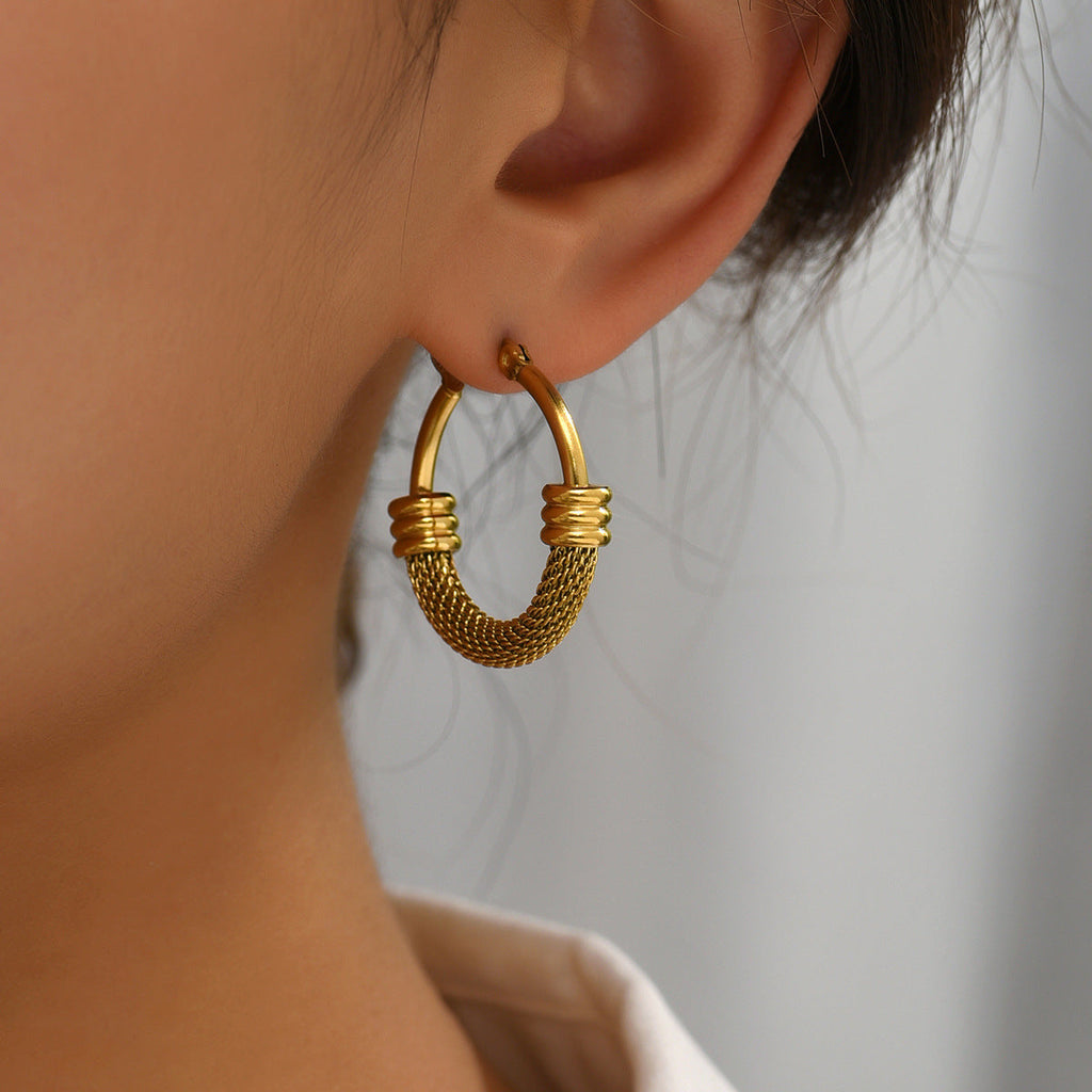Mesh Design Hoop Earrings