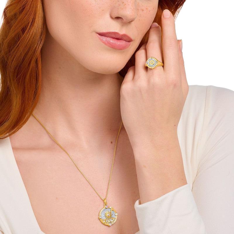 Gold-plated Signet Ring Sun Symbol