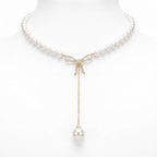 Pearl Bow Drop Necklace